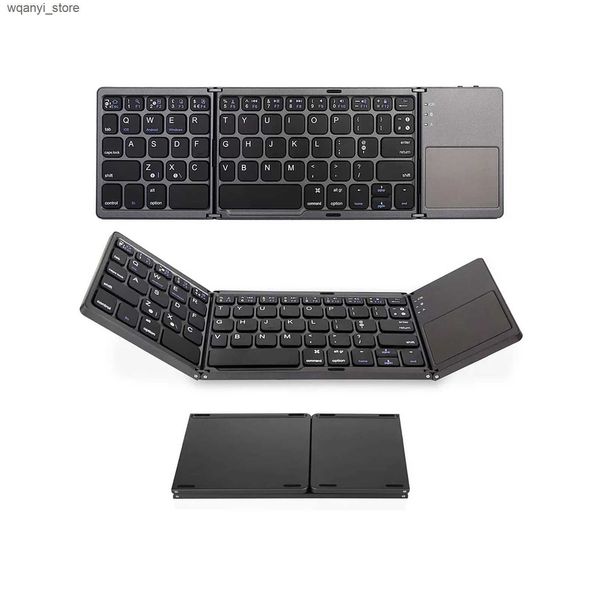 Keyboards Wireless BT keyboard 64 key portable folding keyboard ultra-thin keyboard 140mAh battery with touchpad suitable for Windows-Androi