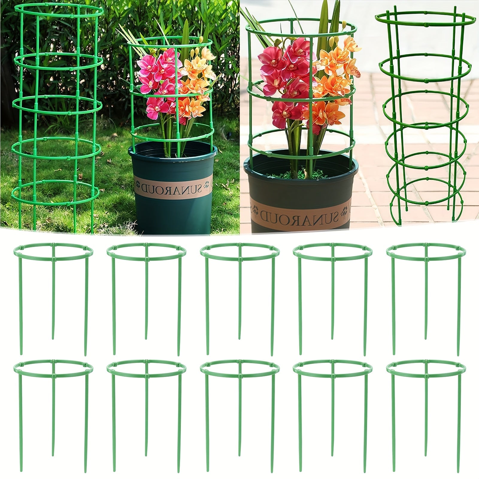 TEMU 10 Pack Tomato Cage For Garden Plant Support- Up To 59inch Garden Stakes Tomato Cage, For Potted Plants, Tomato Cages Plant Stakes For Climbing