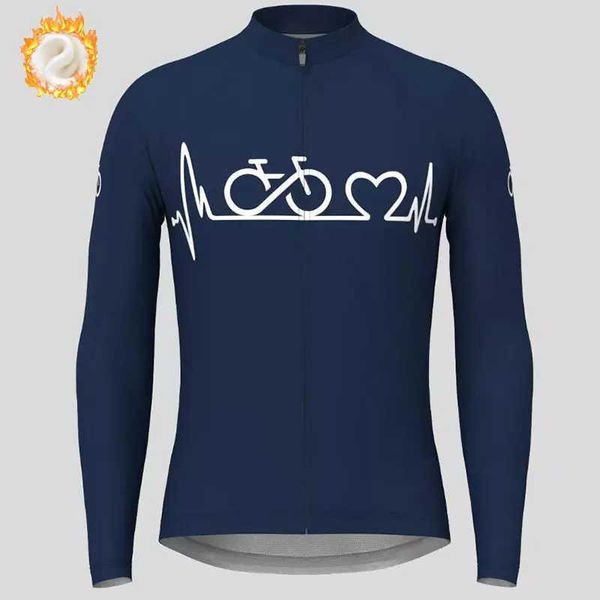 2022 Winter Team Bicycle Shirt Mens Hot Wool Bicycle Clothing MTB Long Sleeve Warm Top Road Cycling Outdoor Sports Jacket Y240924
