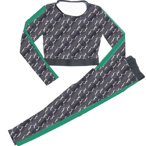 Retro Yoga Tops Pants Set Long Sleeve Crew Neck Yoga Pullover Seamless Yoga Leggings Women Outdoor Jogging Breathable Yoga Set