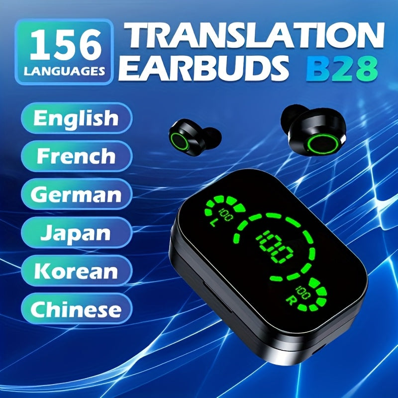 TEMU 156 Languages Real Time Language Translator Earphones, 2-way Translation Earbuds, Portable Translation Headset With App For Music And Calling,