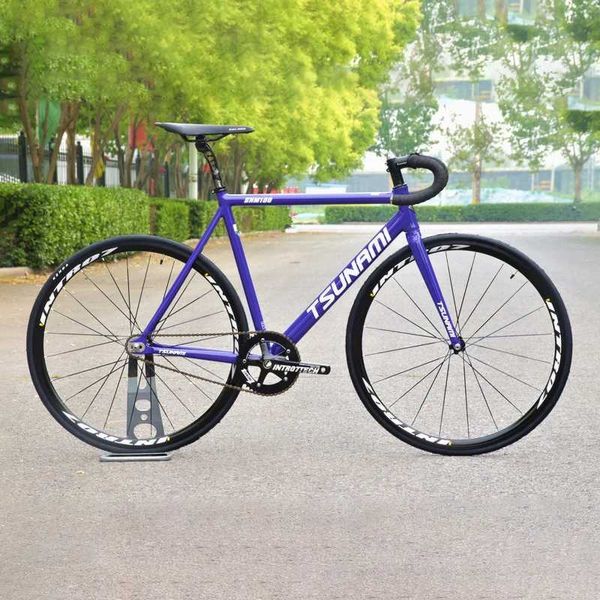 Bikes Ride-Ons Fixed Gear Bicycle Tsunami Track Single Speed Racing Bicycle 700C SNM100 Aluminum Alloy Frame Bicycle Parts Customization Q24