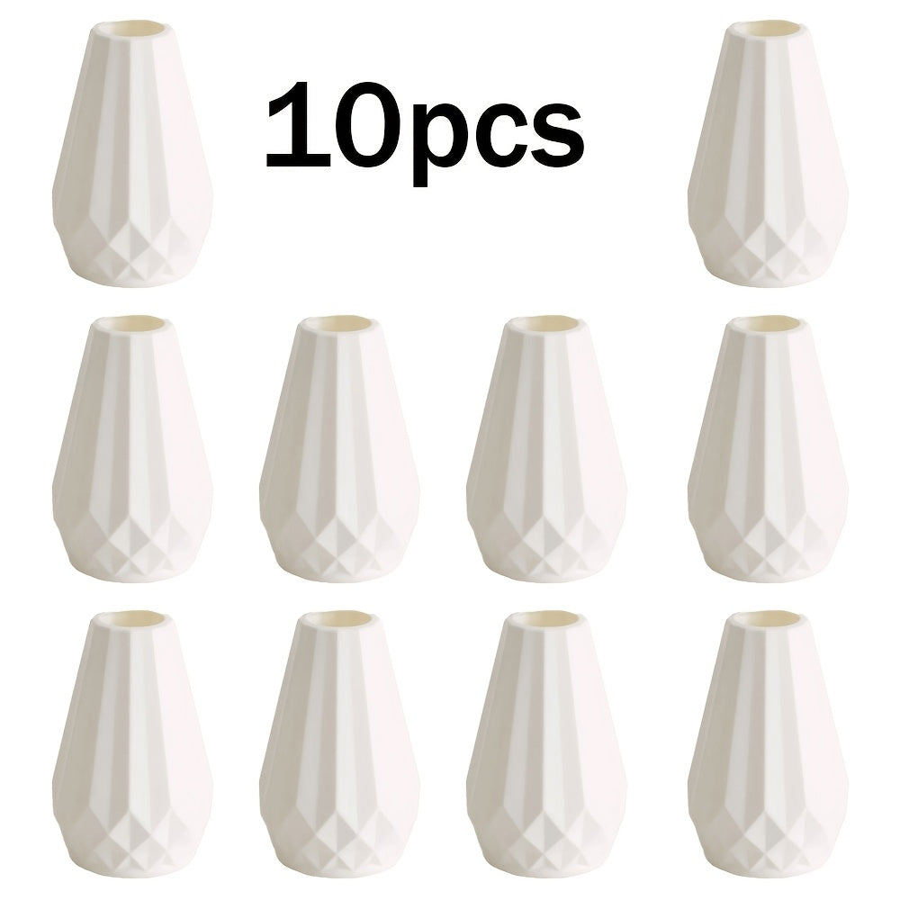 TEMU 10pcs Asymmetric Shape Vase, Suitable For Dining Table Centerpiece, Wedding, Living Room, Office, Small Cute Flower Vases, , Dried Flowers,