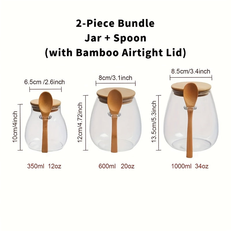 TEMU Sealed Glass Storage Jar + Spoon 2pcs Set, Sealed Glass Storage Jar With Spoon - Great For Storing Coffee, Sugar, Tea, Salt, Candy, And Spices -