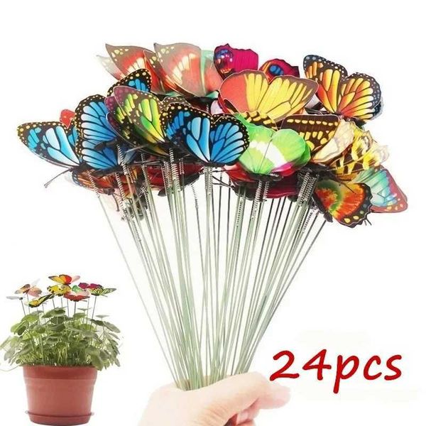 Colorf Butterflies Garden Planter Stake Decoration Outdoor Flower Pots Decor Y250120