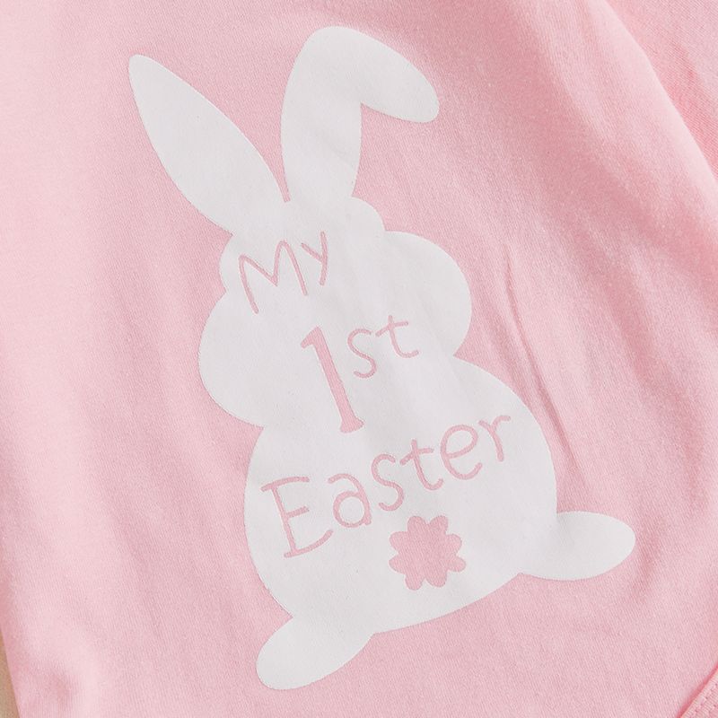 K500 0-18M Newborn Baby Girl Easter Outfit Bunny Clothes Long Sleeve Romper+Bloomers Tutu Skirt+Socks+Headband 4Pcs