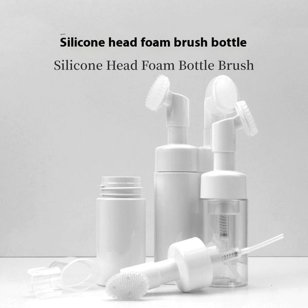 Silicone head foam brush 100 150mlpet mousse press type facial cleanser bottle opener