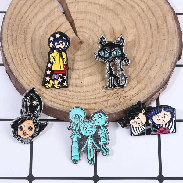 Halloween Cartoon Coraline Wybie Brooch The Secret Door Pins Badge Horror Movie Character Coaplay Men Women Backpack Jewelry dealRASC