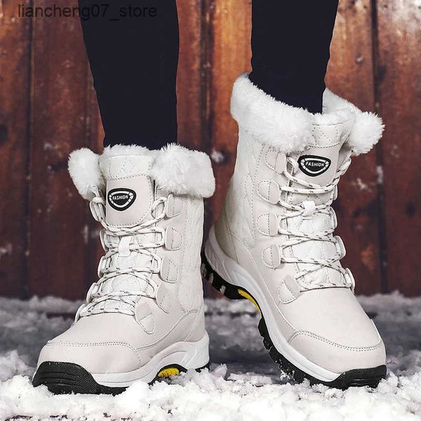 Casual Shoes Waterproof Boot Winter Womens Snow Boots 2024 Outdoor Warm Thickened Plush Female Snow Cotton Shoe Wear-resistant Comfortable J