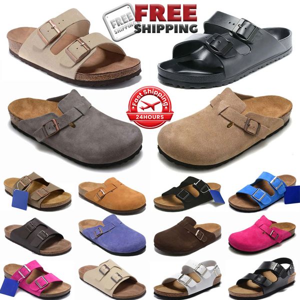 Free shipping Bebealy slippers sandals clogs men women slides sandal sneakers mens suded leather scuffs falt taupe shoes size 35-46