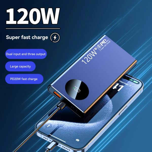 2024120W Super Fast Charge 50000mAh Portable Power Bank with LED Display, Slim & Light External Battery Pack for Smartphones, Tablets, Lapto