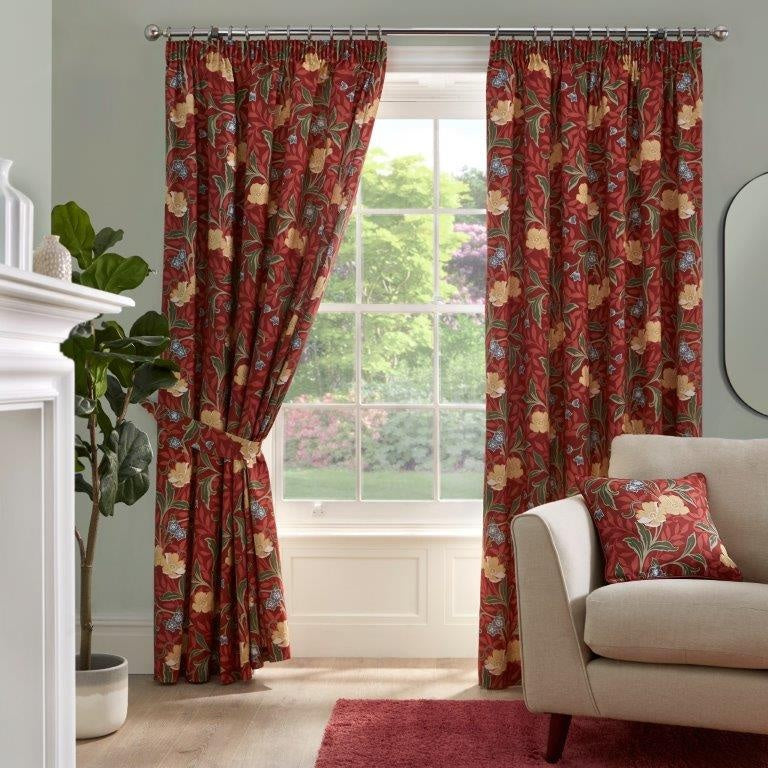 Dreams and Drapes Sandringham Pencil Pleat Curtains - Red - 66x90 168 x 229cm