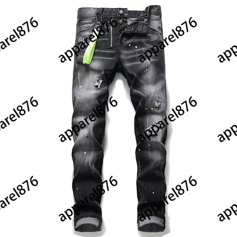 jeans mens pants linen pants Hip Hop Men Jeans Distressed Ripped Biker Slim Fit Motorcycle Denim For Men