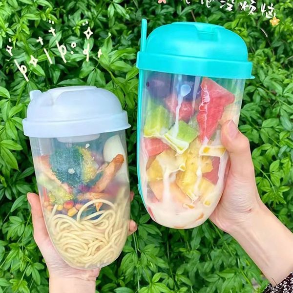 Bottle Container For Lunch Carry To Go Cup-typed Salad Bento Box With Fork Sauce Cup Bottle-shaped Bowls Kitchen Tools Envase De Ensalada En