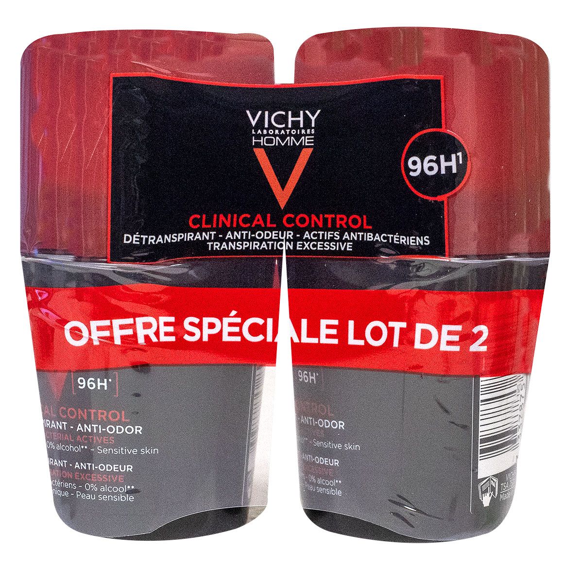 Vichy Deodorant roll-on respirabil pentru bărbați Anti-miros 96h 2x50ml