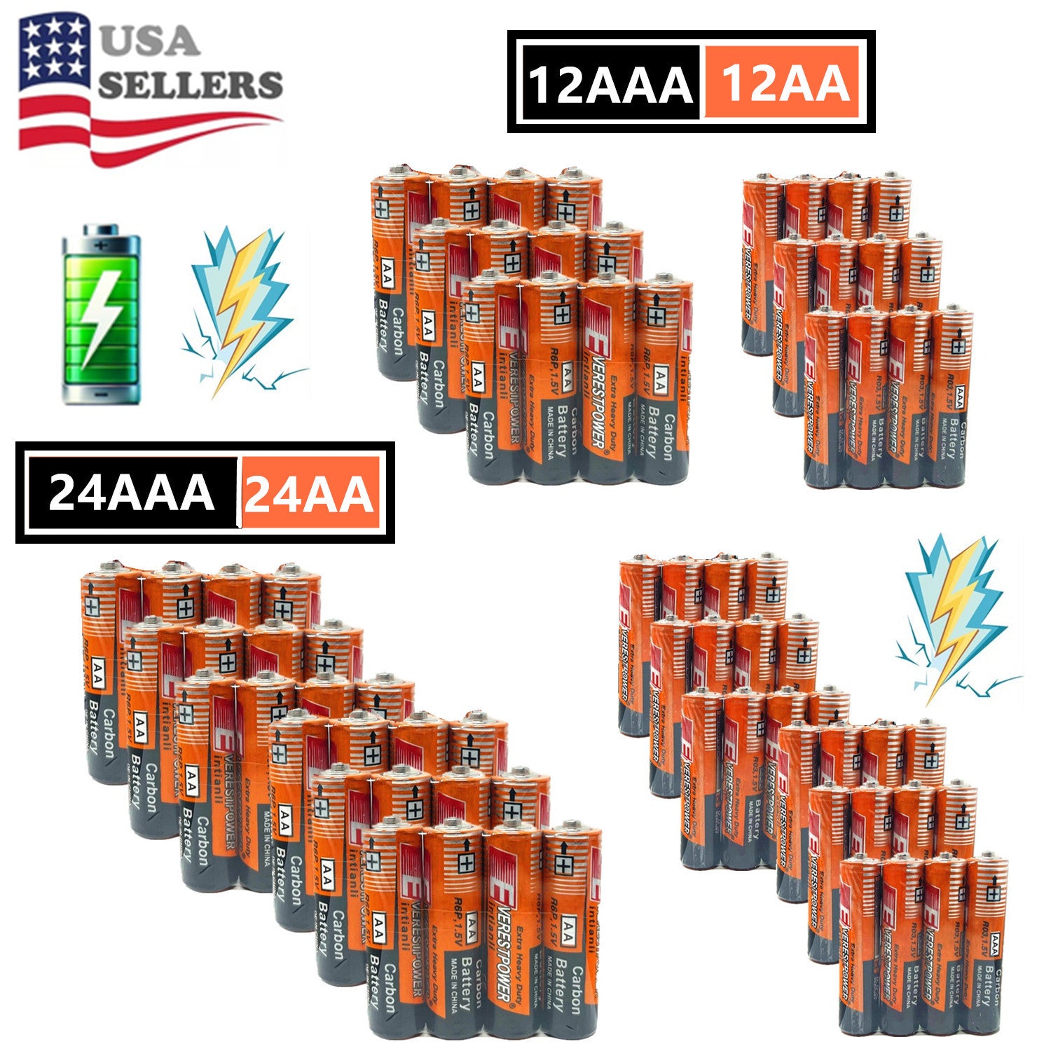 TEMU Pcs Aa And Aaa Batteries 1.5v. Lot, New, Fresh, For Home, Household Devices, Clocks, Lamps, Remotes, Toys, Work,