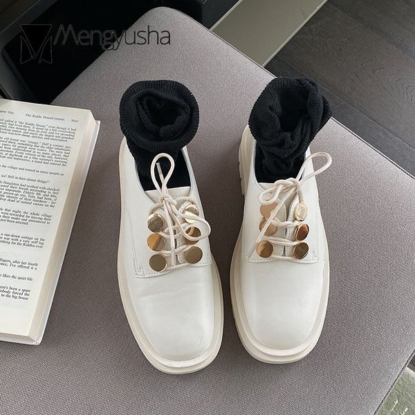 piece Metal 21a45 lace Designer up oxford for women square toe flats college girls small leather shoes woman thick heels loafers