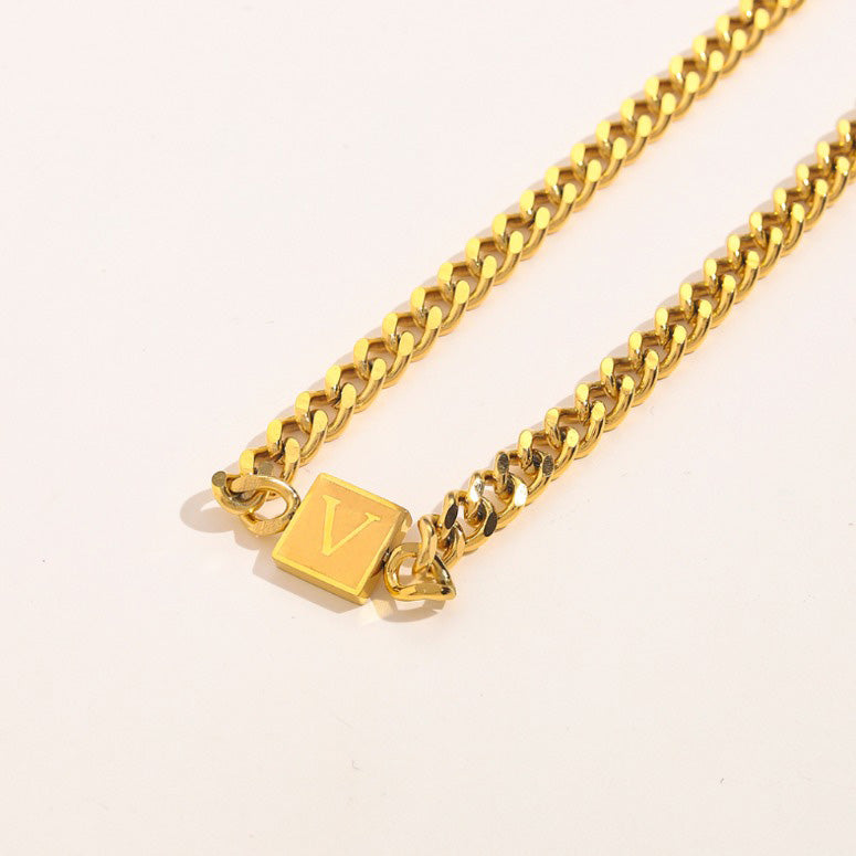 Luxury Design Necklaces Choker Chain 18K Gold Stainless Steel Necklace Pendant Fashion Women Wedding Jewelry Accessories