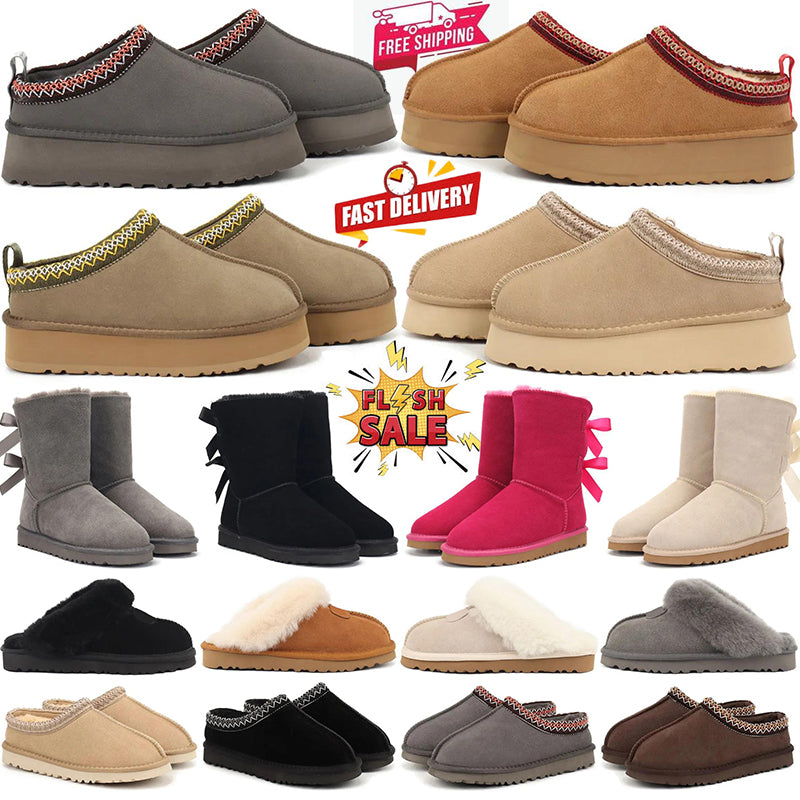 Free shipping designer tasman slippers chestnut women uggstasmans sandal pink brown black snow wool winter warm bowtie snow boots sandals uggsultram