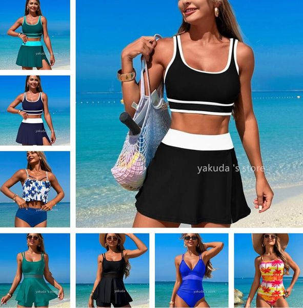 Solid color Hollow steel ring with integrated tassel Split swimsuit with steel strap Women&#039;s split swimsuit swimwear yoga bracket yakud