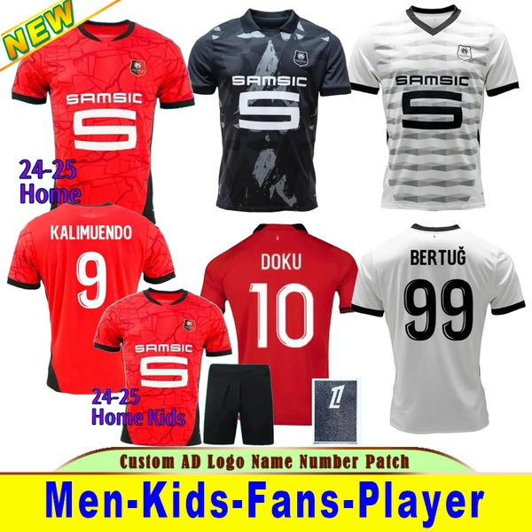 24-25 Rennes home soccer jerseys maillot de foot 2024 SULEMANA BOURIGEAUD TERRIER DOKU LABORDE SANTAMARIA men kids kit football shirts