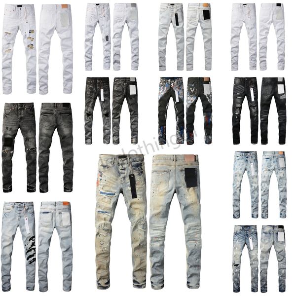 Designer Mens women PurpleBrand Brand Denim High quality fashion men jeans designer pant distressed ripped biker black blue jean slim fit