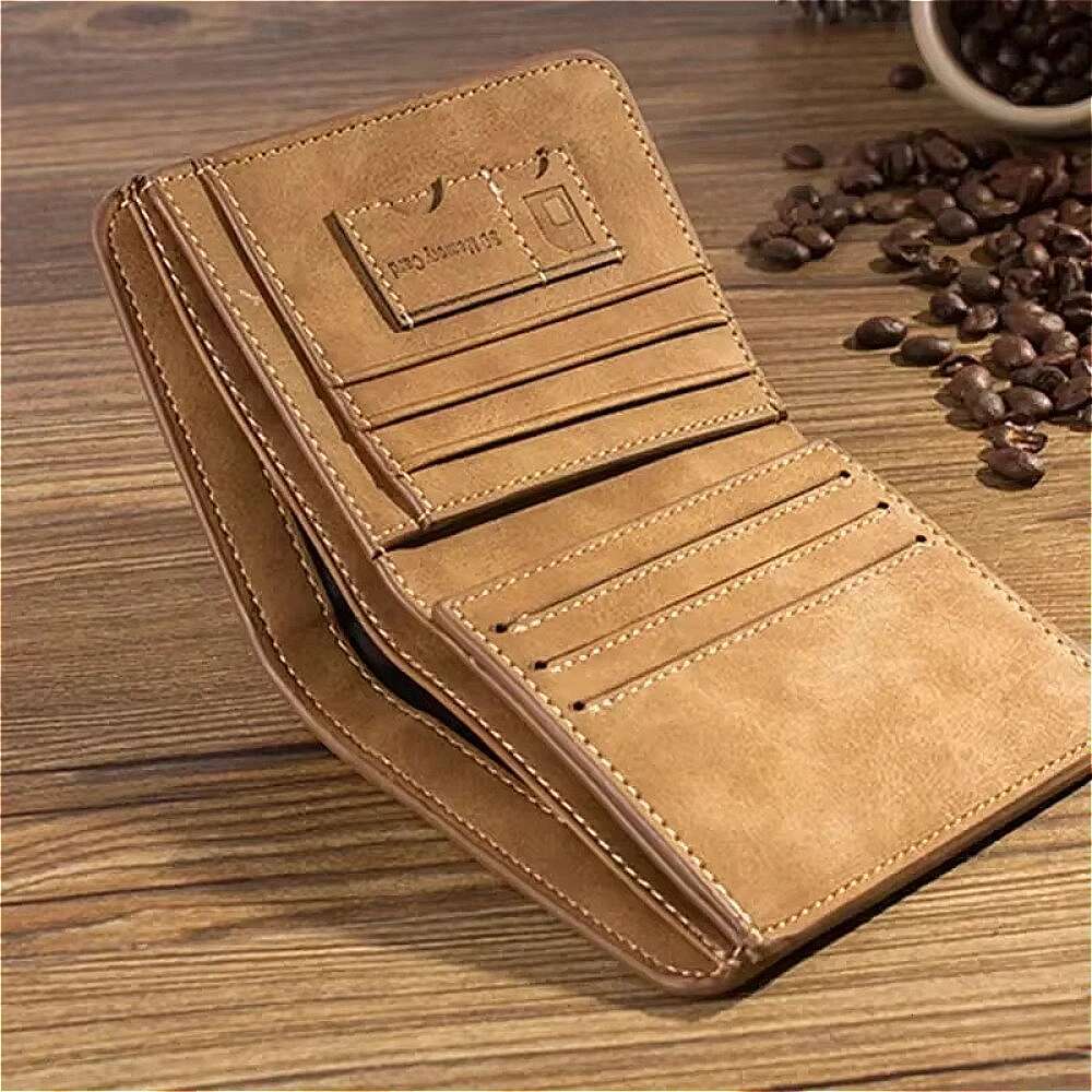 Men s Leather Billfold Slim Hipster Cowhide Credit Card ID Holders Inserts Coin Purses Business Foldable Wallet designer wallet