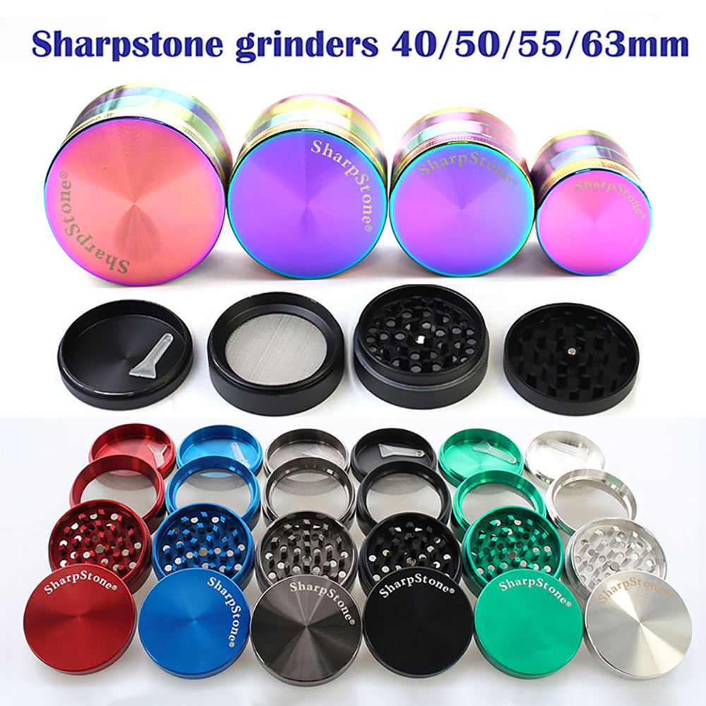 Sharpstone Smoking Herb 4 Part Zinc Alloy 40mm-50mm-55mm-63mm Spice Cracker Tobacco Metal 7 Colors Grinder for Accessories
