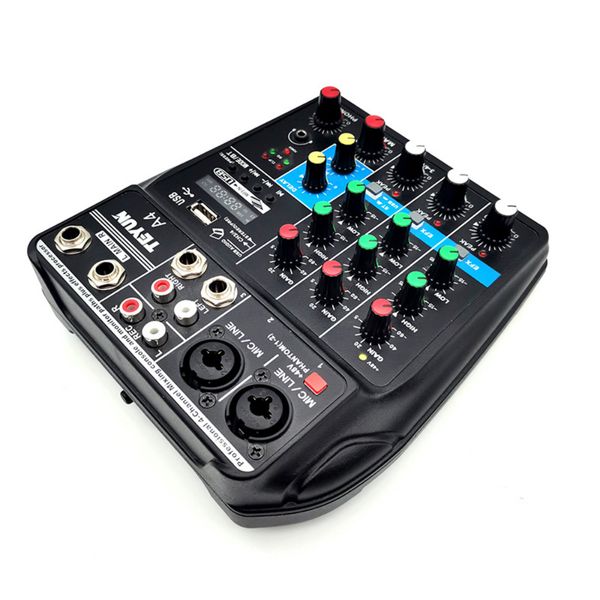 Professional 4-channel Mixers Digital Mixing Card Microphone Mobile Phone Live Broadcast Computer Recording DJ Audio Equipment