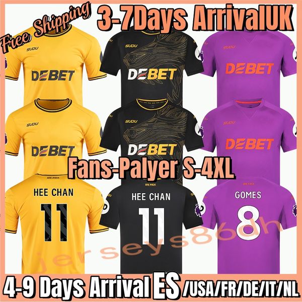 24-25 Wolves home away Soccer Jerseys SARABIA RAUL MATHEUS NETO NEVES TRAORE 2024 25 PODENCE LEMINA HEE CHAN goalkeeper Men kids Shirts Trai