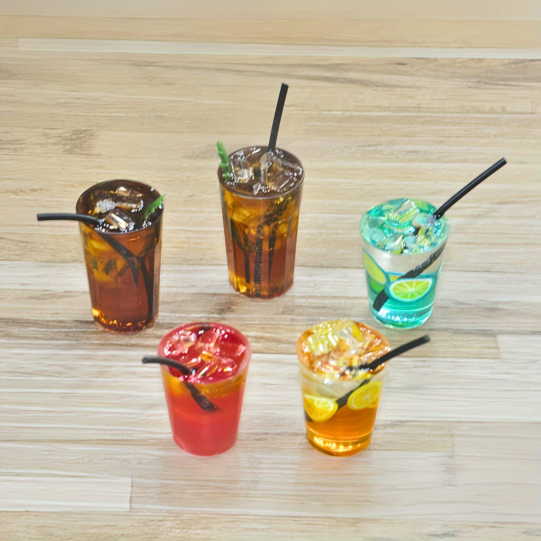 TEMU 5pcs-set Miniature Realistic Small Chic Drink Cup And Iced Americano - Decoration For 11.5-inch Fashion Dolls, Dollhouse Photography Props, And