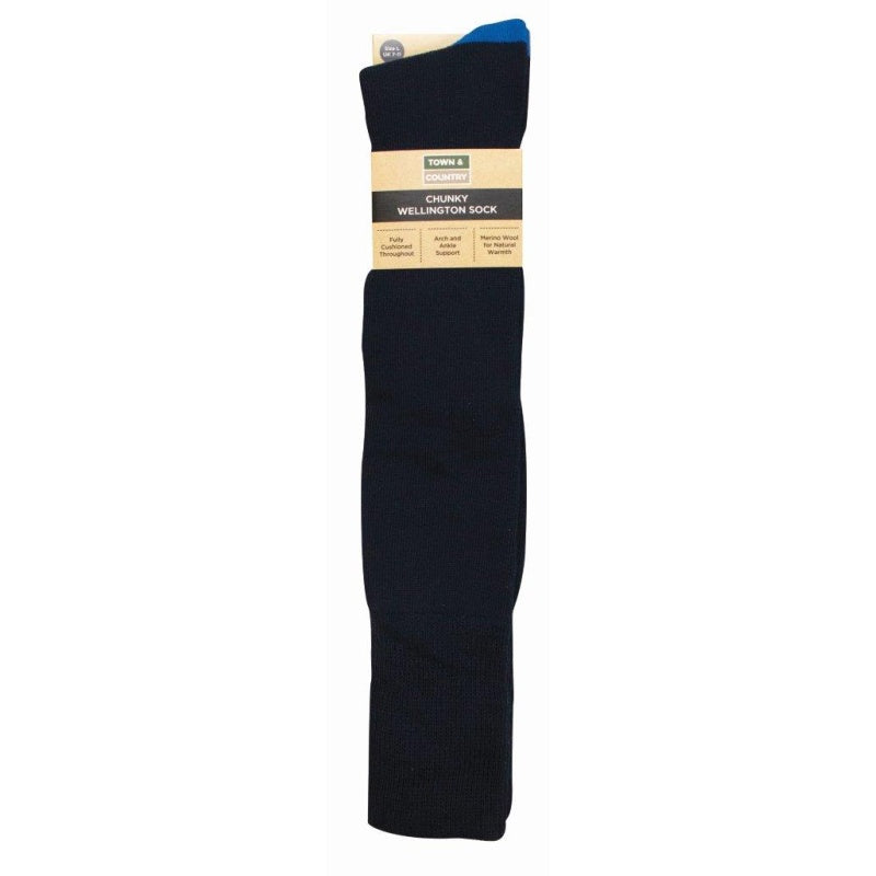 Town and Country Chunky Wellington Socks 7-11 - Navy