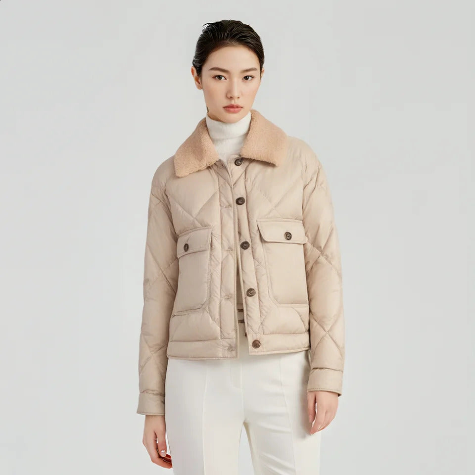 CA42 highquality single chest fur collar 90% duck down coat womens winter 240918