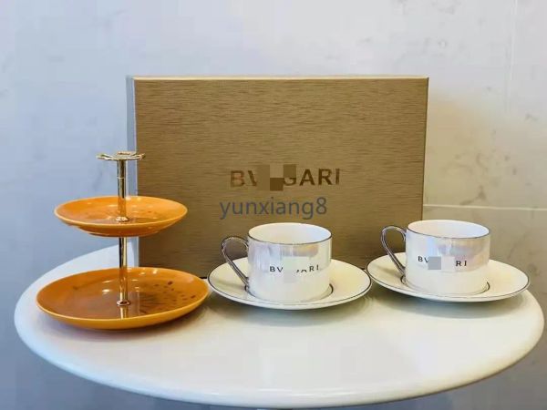 Nordic premium coffee cup European afternoon tea fruit tray gift box coffee set tray double-layer tea tray tea cup