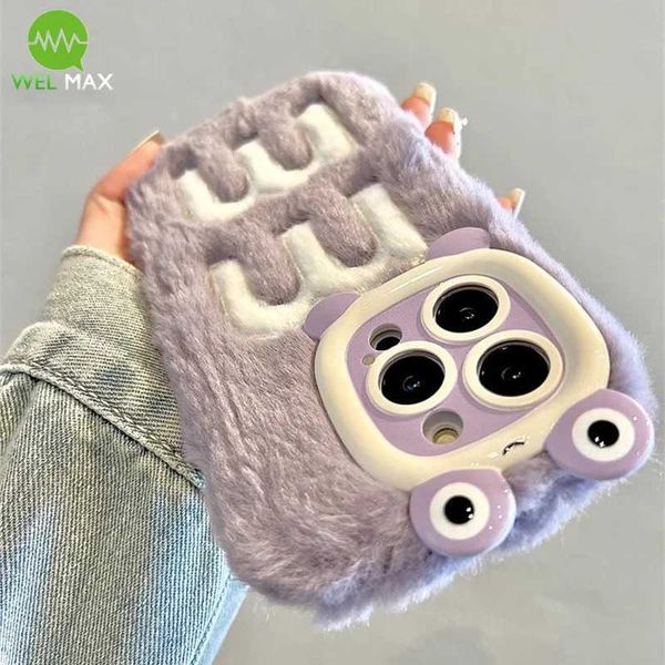 Cute 3D plush embryo cartoon phone case suitable for iPhone 16 15 14 13 12 Pro Max shock-absorbing cover winter girls M241209