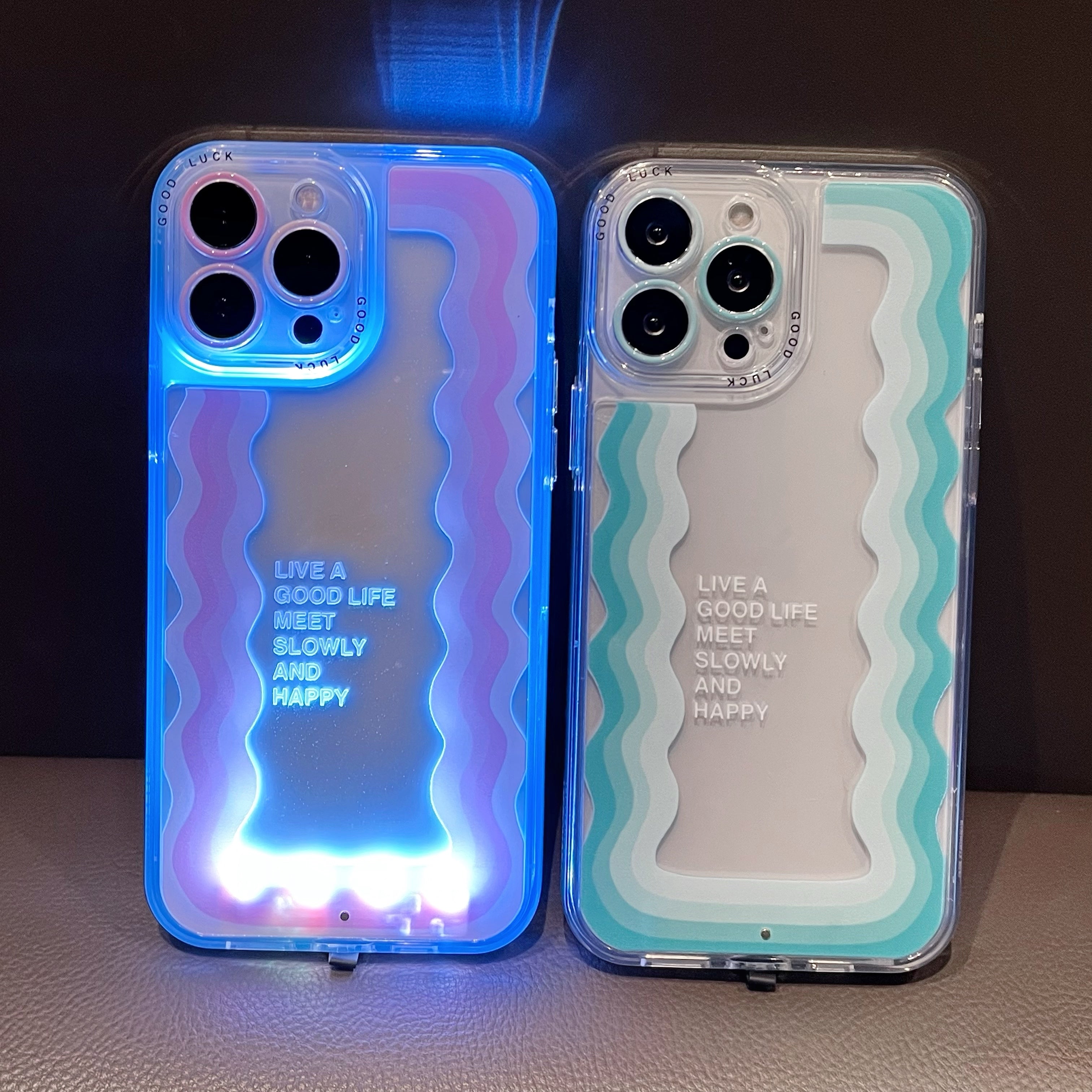 Wave Pattern LED Light-Up Phone Case for Smartphones