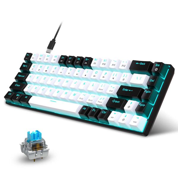 Keyboards 68 Keys Mechanical Keyboard Ergonomics RGB Backlit LED Hot Swappable Blue Switch Gaming Keyboard for PC Laptop Office z241127