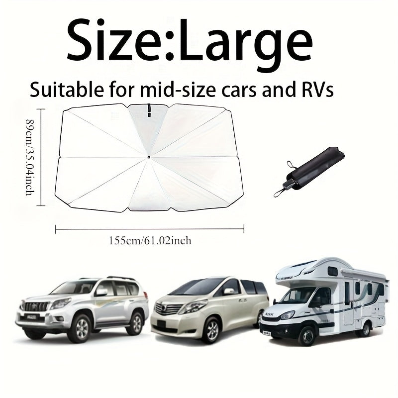 TEMU Portable Car Sunshade, With Storage Bag, Sun Protection And Heat Insulation Visor For Front Windshield, Blackout Curtain Equipment, Summer