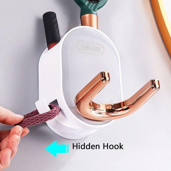 Hair Dryer Holder Plastic Wall Mounted Punch-free Self-adhesive Bathroom Shelves Home Rack Organization Accessories Soporte Para Secador De