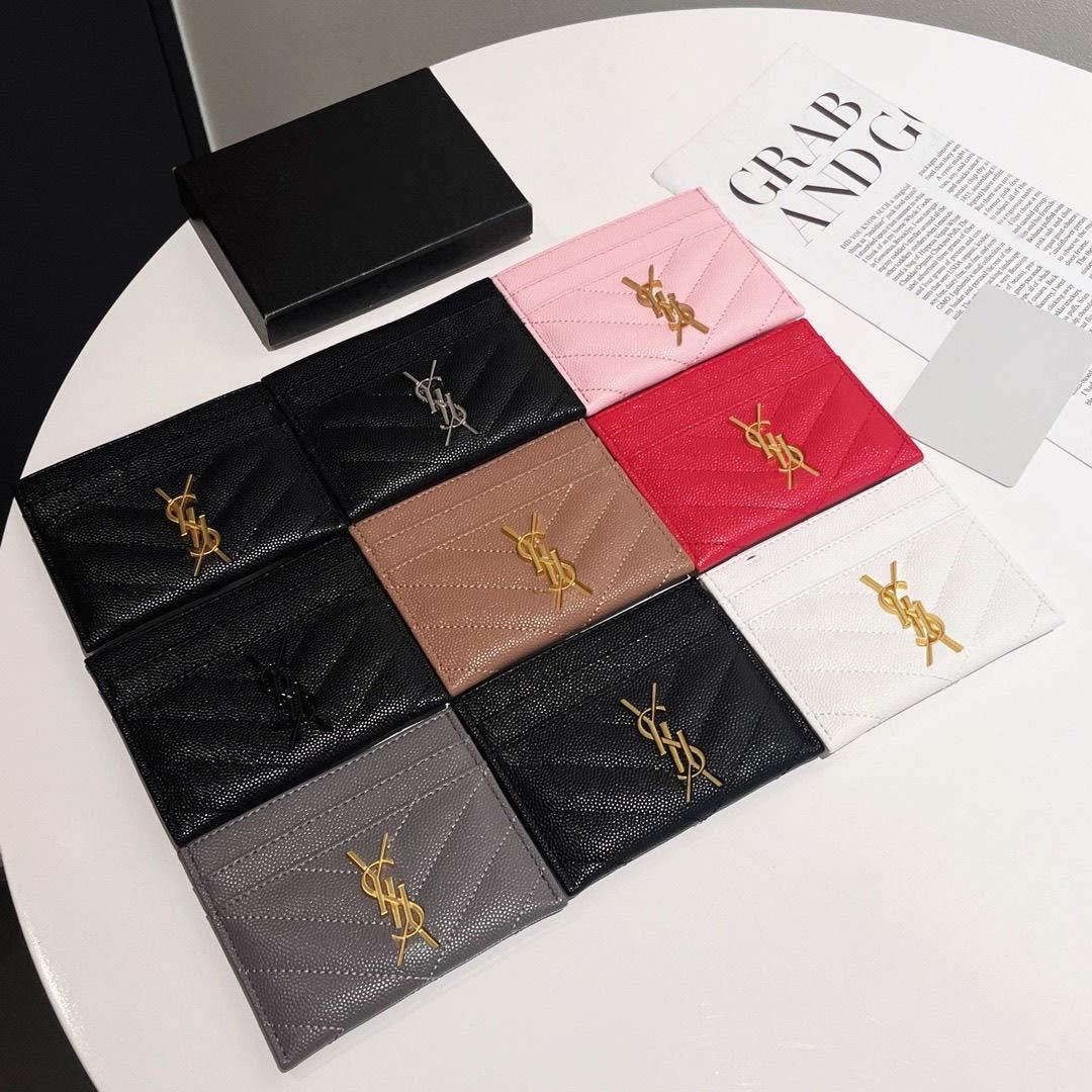 Higher Quality Designer Wallet Card Holder Embossed Leather Quilted Surface Seam Marks Luxury Passport Holders Bag Caviar Card Clip Multi-color Zipp