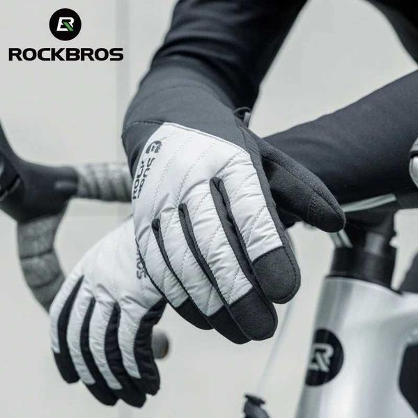 Sports Gloves ROCKBROS Bicycle Gloves Breathable Non-slip Cycling Gloves Touch Screen Winter Thermal Warm Full Finger Glove Riding Gloves z2