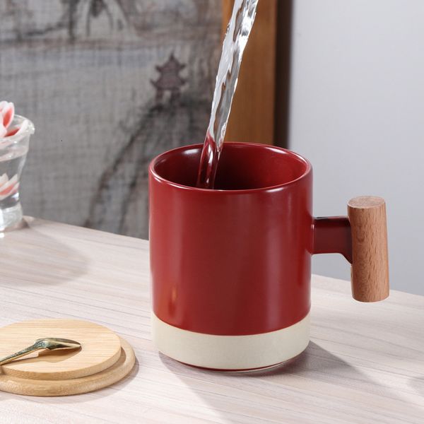 Coffee Mugs With Wooden Handle Ceramic Tea Water Cup Dual Use At Home And Office Personalized Gift Box