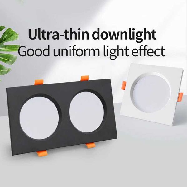 Double headed tube light double hole embedded ultra-thin rectangular simple light living room corridor entrance ceiling LED spotlight CL2408