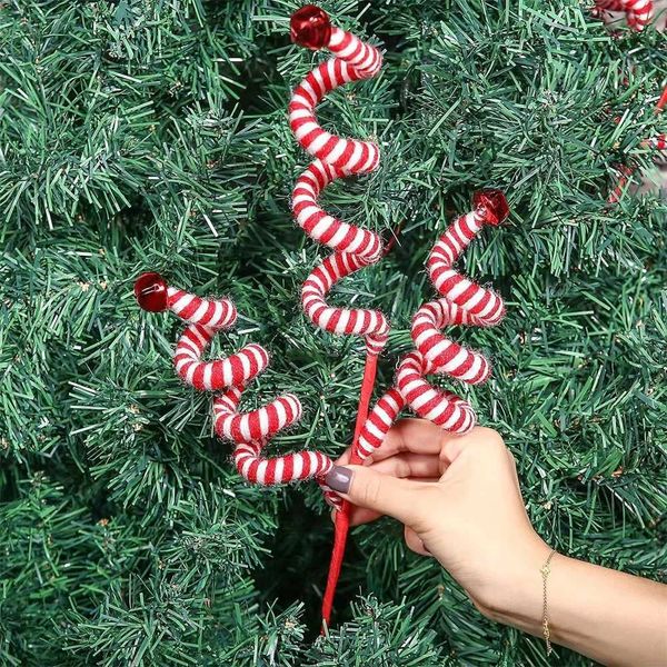 1PCS Red Christmas Tree Candy Cane Branch Woolen Candy Curly Pick Christmas Tree Decorations Home Office Vase Party OrnamentsXJ241026