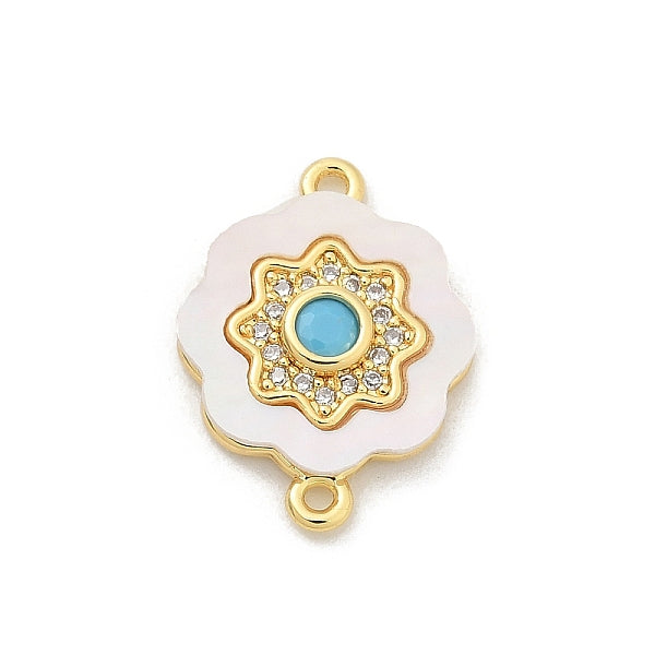 Messing Micro Pave klare Zirkonia & Muschel Verbindungsstück Charms