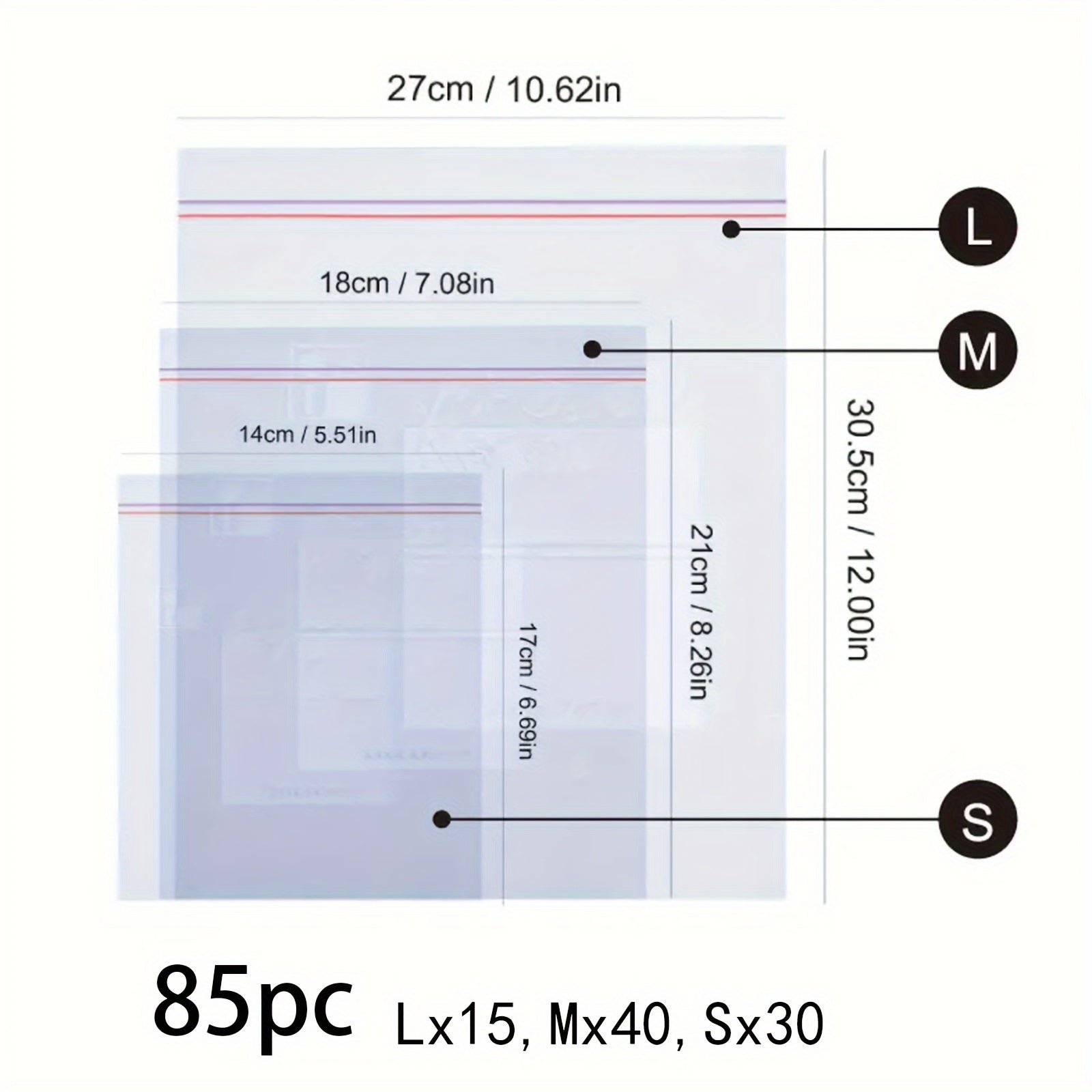 TEMU 85pcs Set Of 3 Sizes Reusable Seal Storage Double-layer Seal Bags, , Candies, Snacks, Dried Fruit , Cereal Spices, Portable Leak-proof
