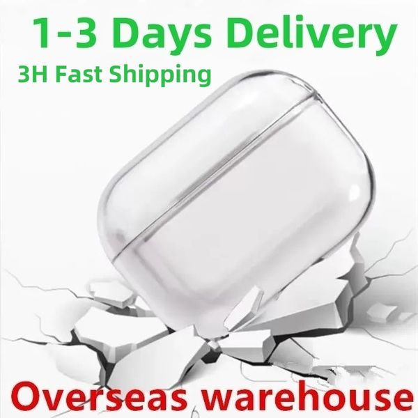USA Euro Warehouse For Airpods pro 2 3 4 air pods 2 4 Earphones Bluetooth Headphone Accessories Solid Transparent Cover Wireless Charging Bo