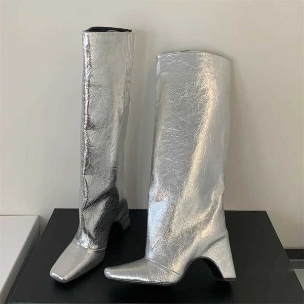 Boots Eilyken Winter Street Style Square Heels Women Knee-High Fashion Cool Long Modern Booties Designer Shoes