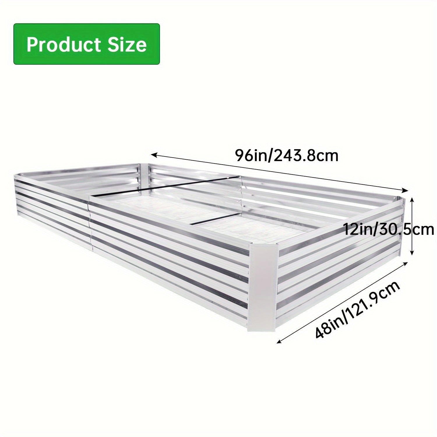 TEMU Galvanized Garden Bed Outdoor Raised Garden Bed For Vegetables Flowers And Planter Boxes Large Galvanized Steel Raised Bed Kit With Metal Pole ,
