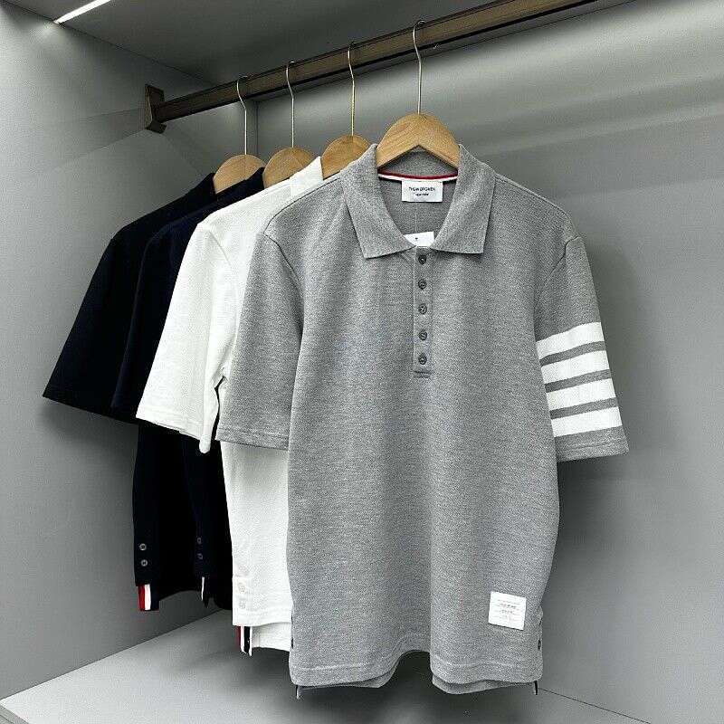 Men&#039;s Casual Shirts Designer Luxury Casual Color Woven Belt Cow Goods Summer Casual Knitted Polo Shirt Short Sleeved Mens Versatile Solid Color
